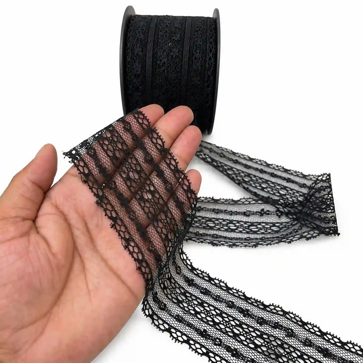 Black Geometric Pattern Lace | 5 Meters | SKU-B121