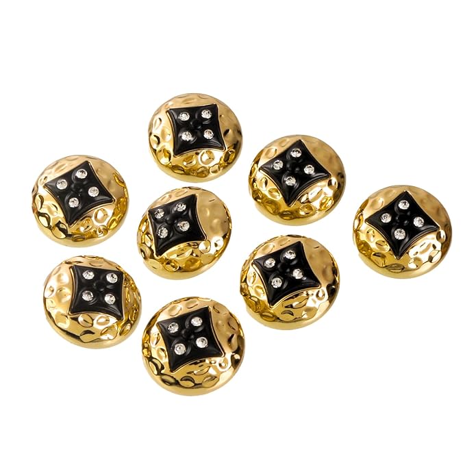 Square Diamond-Studded Metal Buttons