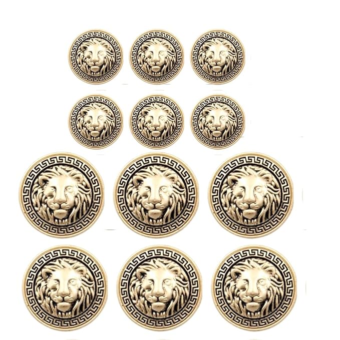 Shimmering Shiny Lion Metal Buttons(6 Big + 6 Small)