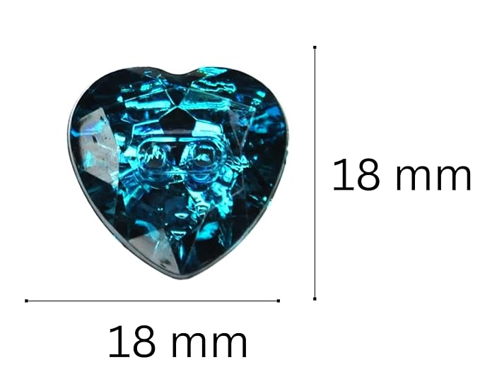 Radiant Blue Heart-Shaped Acrylic Buttons(Pack of 8 Buttons)