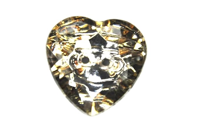 Radiant Dark Smoky Crystal Heart-Shaped Acrylic Buttons