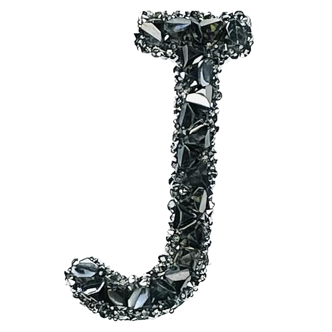 Letter H Black Sparkling Rhinestone Patch