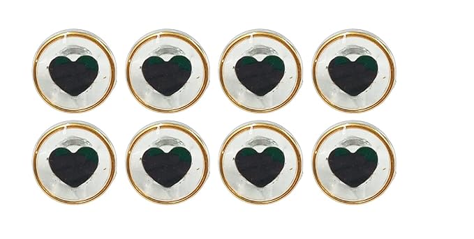 Heart-Shaped Buttons Round Italiano Glossy Epoxy Resin Design