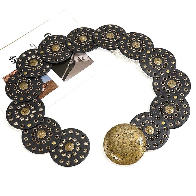 Two Design Metal Circular Hollow Design Moroccan Belt