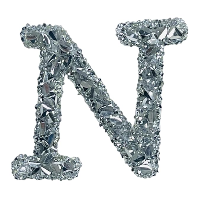 Letter N White Sparkling Rhinestone Patch