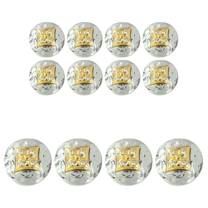 Square Diamond-Studded Metal Buttons