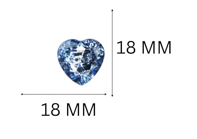 Blue Crystal Design Heart-Shaped Acrylic Buttons