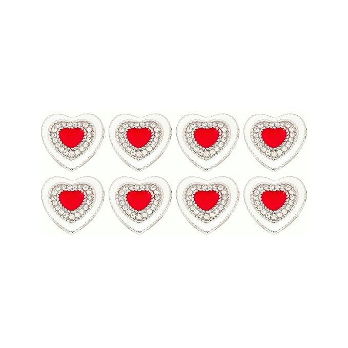 Red Heart Buttons with Silver Accents