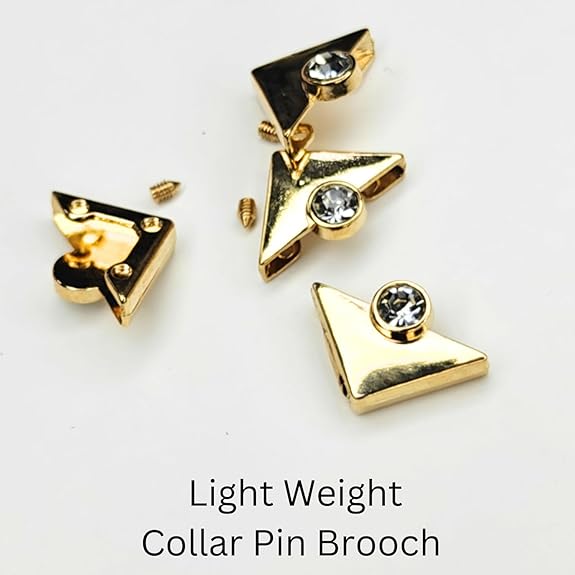 Gold Triangular Collar Tips with Crystals