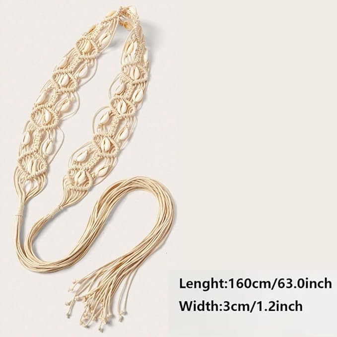 Cowrie Shell Macrame Waist Belt