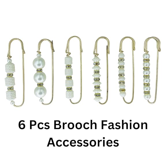 6 pieces Pearl Rhinestone Safety Pins