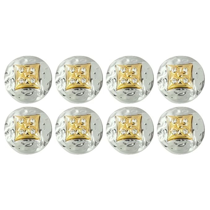 Square Diamond-Studded Metal Buttons