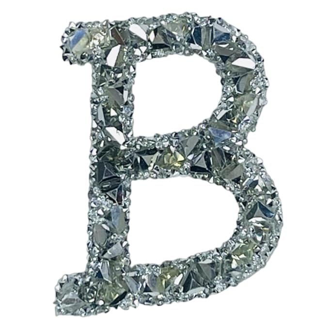 Letter E White Sparkling Rhinestone Patch
