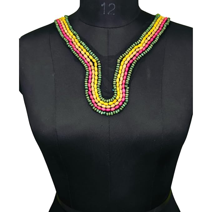 Multicolor Beaded V Necklines