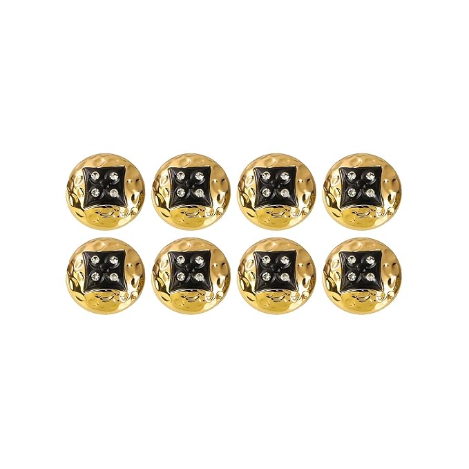 Square Diamond-Studded Metal Buttons