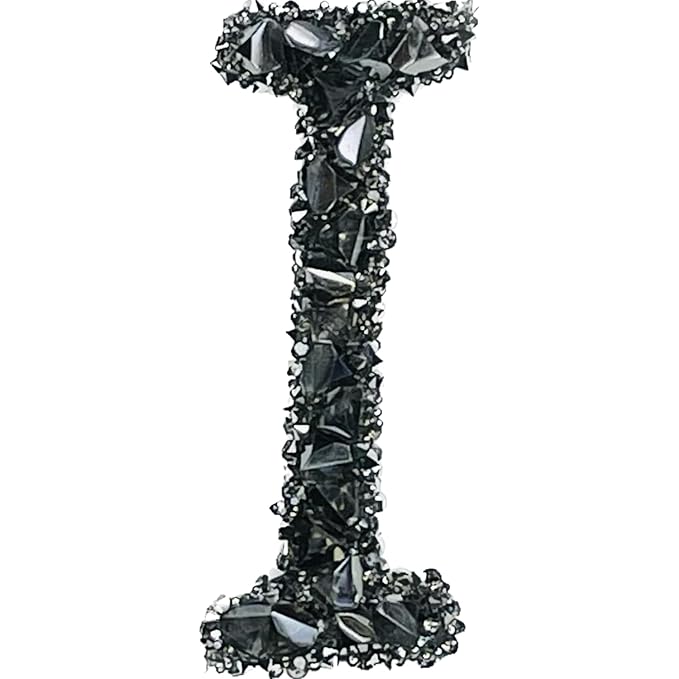 Letter H Black Sparkling Rhinestone Patch