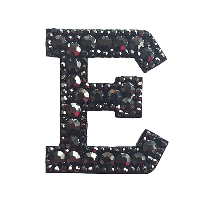 Letter C Black Rivet Hematite Hot fix Or Sew Patch