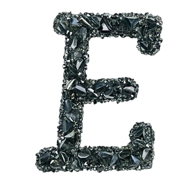 Letter E Black Sparkling Rhinestone Patch