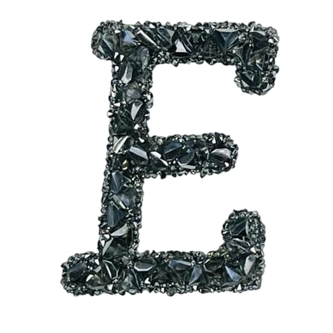 Letter D Black Sparkling Rhinestone Patch
