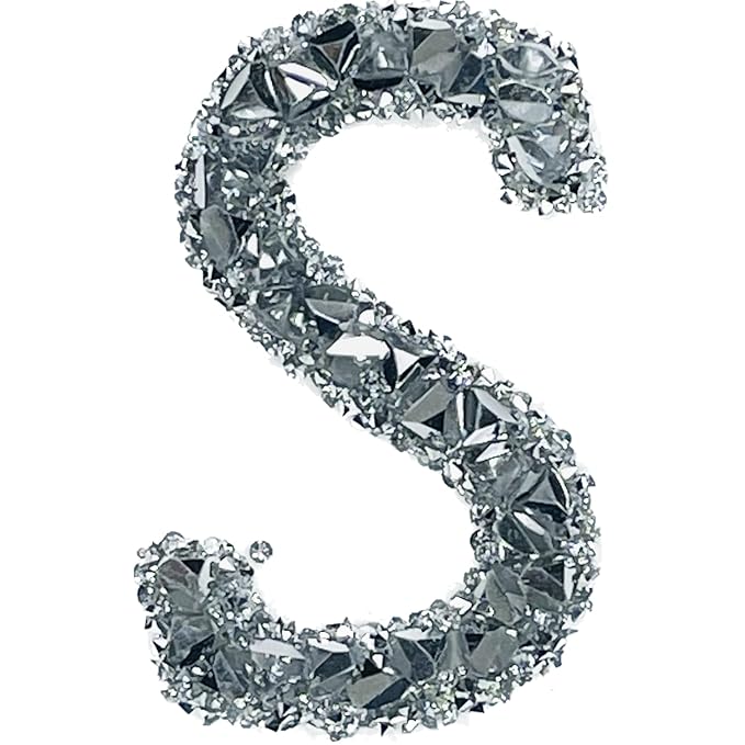 Letter S White Sparkling Rhinestone Patch