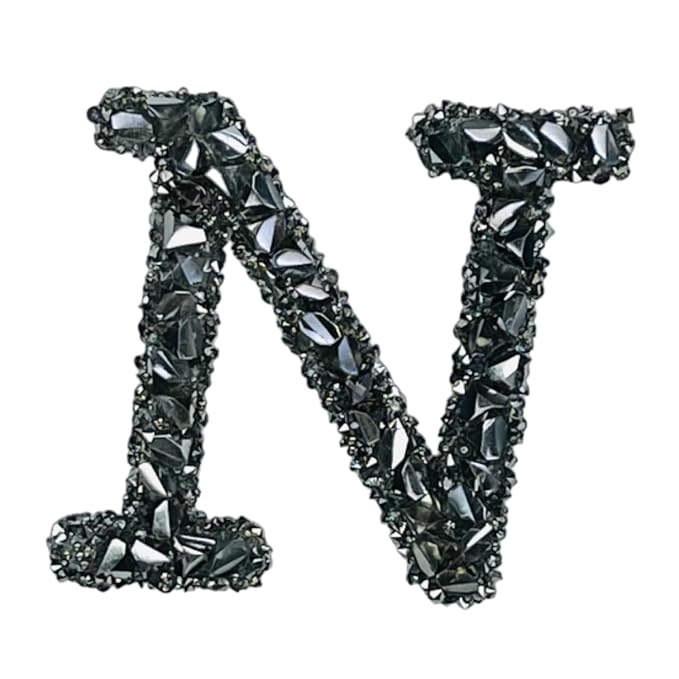 Letter J Black Sparkling Rhinestone Patch