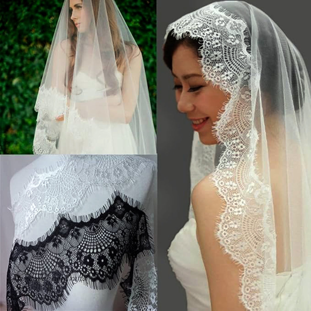 Chantilly Lace -  Eyelash Floral Scalloped Edge Trim