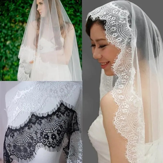 Black and Gold Geometric Motif Chantilly lace