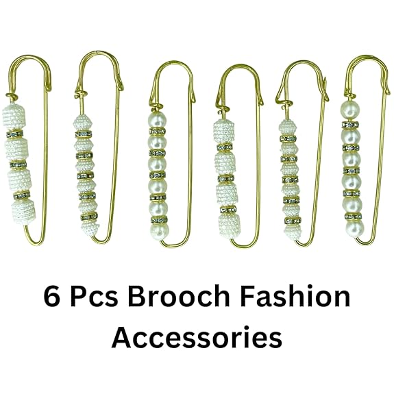 Pearl Rhinestone Safety Brooch Pins