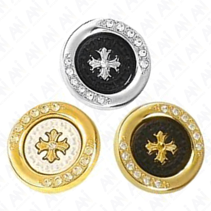 Diamond surrounded cross design buttons