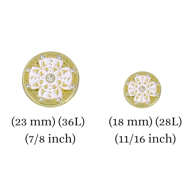 Golden Floral Metal Buttons with White Centers