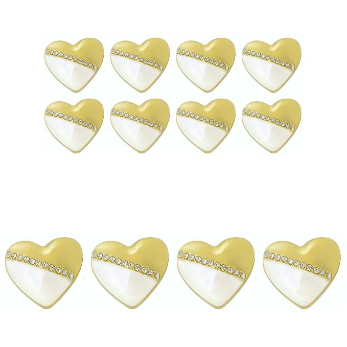 Heart-Shaped Pearl Metal Buttons with Gold & Black Accents