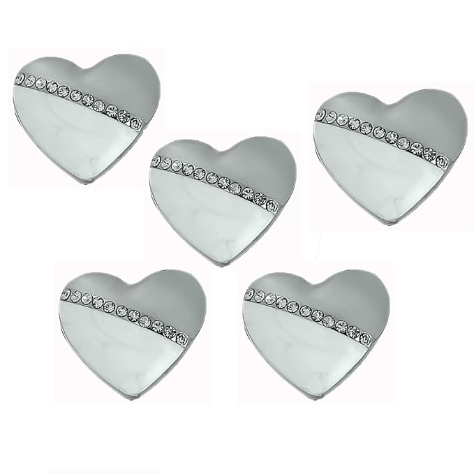 Heart-Shaped Pearl Silver Accents Metal Buttons