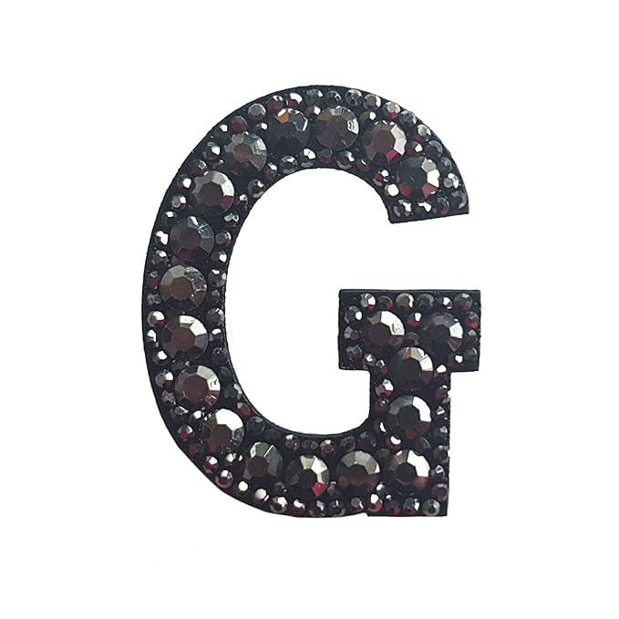 Letter G Black Rivet Hematite Hot fix Or Sew Patch