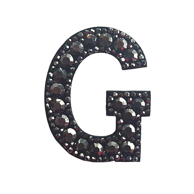 Letter C Black Rivet Hematite Hot fix Or Sew Patch