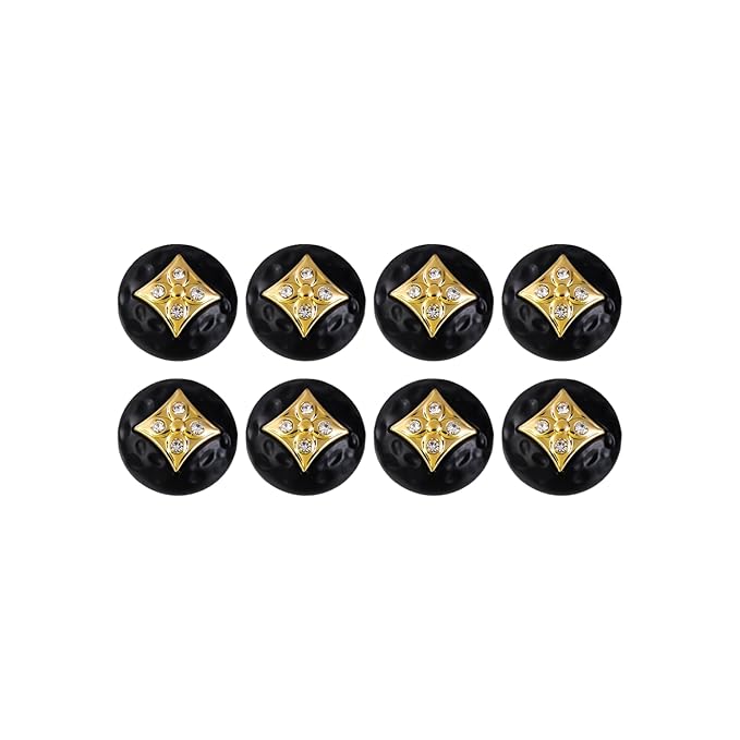 Square Diamond-Studded Metal Buttons