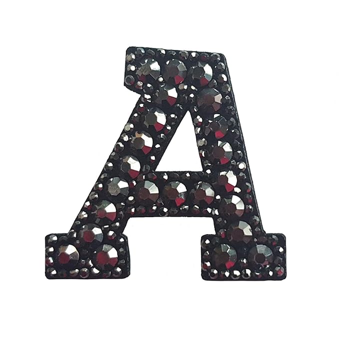 Letter A Black Rivet Hematite Hot fix Or Sew Patch