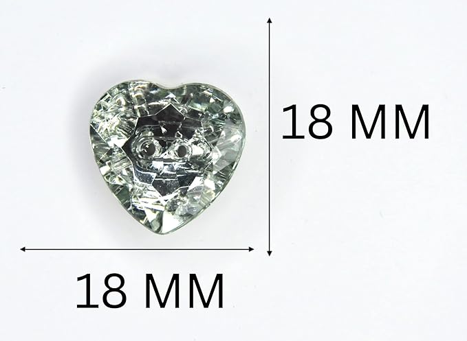 Silver Crystal Heart-Shaped Acrylic Buttons