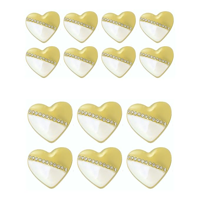 Heart-Shaped Pearl Metal Buttons with Gold & Black Accents