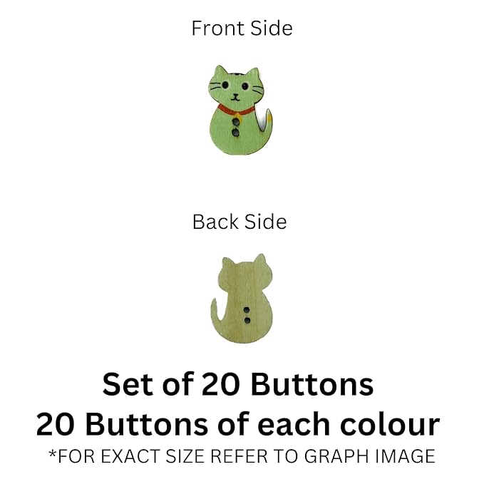 Wooden Cute Kitty Buttons(Set of 20)