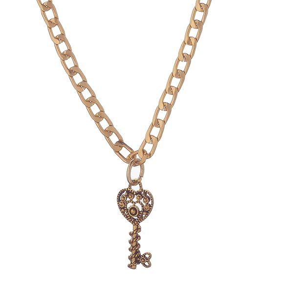 Golden Heart Key Metal Chain