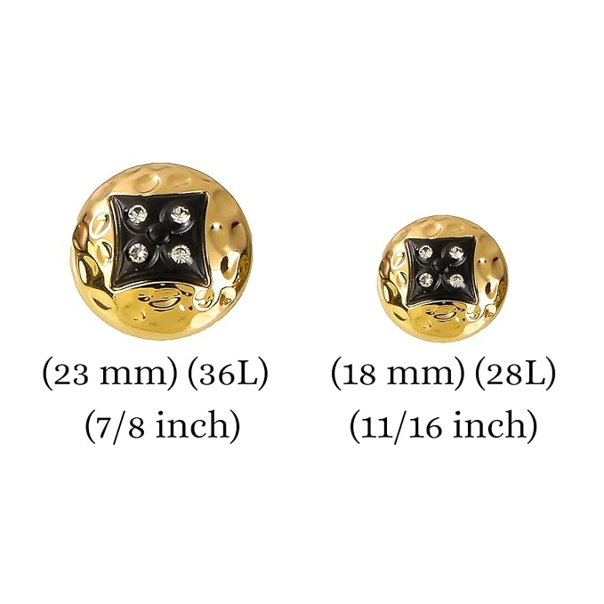 Square Diamond-Studded Metal Buttons