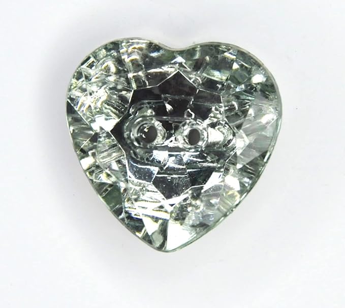 Silver Crystal Heart-Shaped Acrylic Buttons