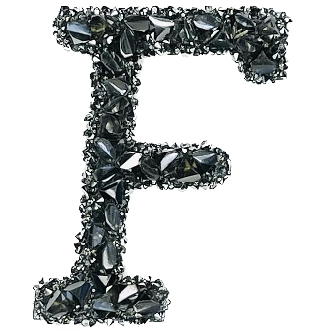 Letter D Black Sparkling Rhinestone Patch
