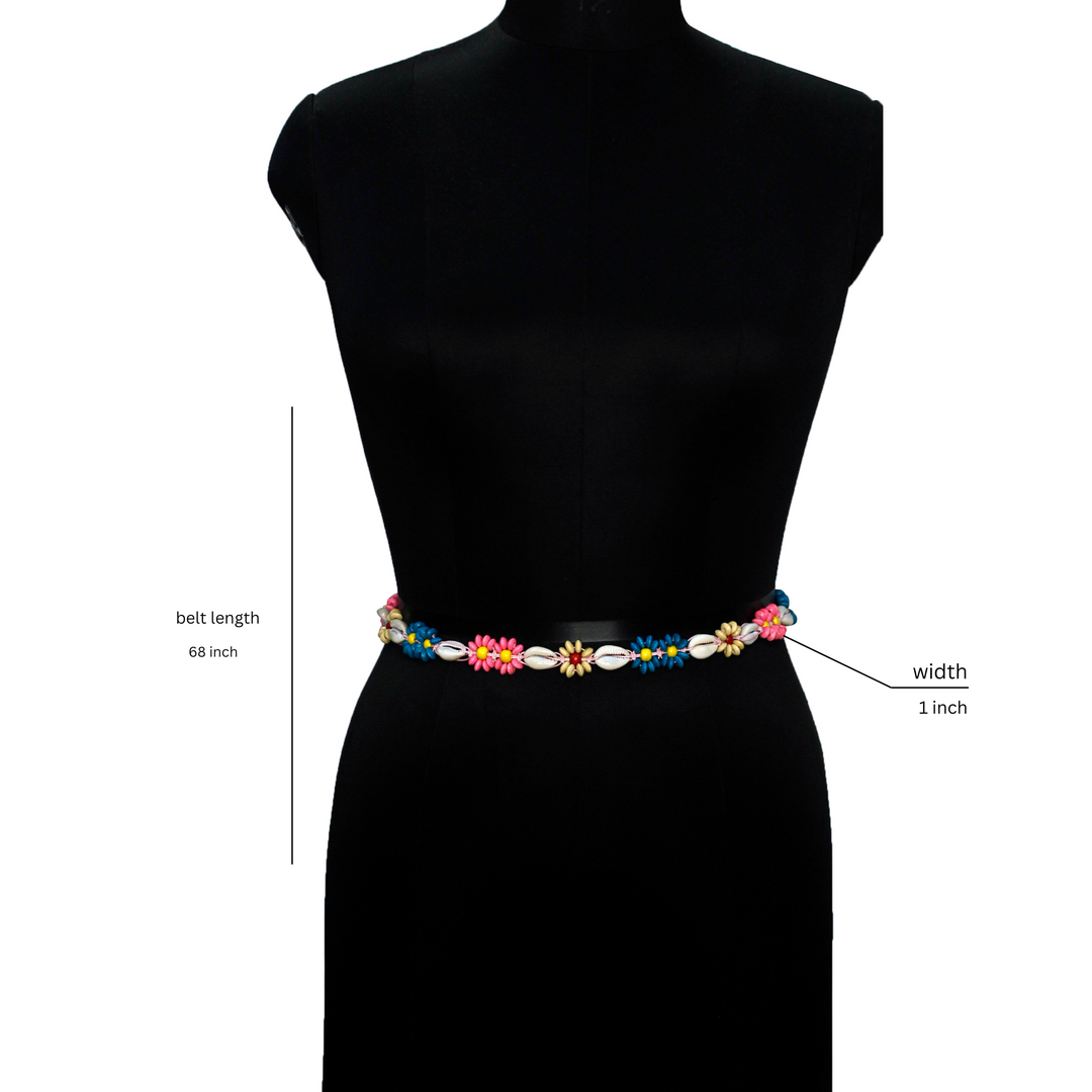 Multicolor flower with shell cord belt