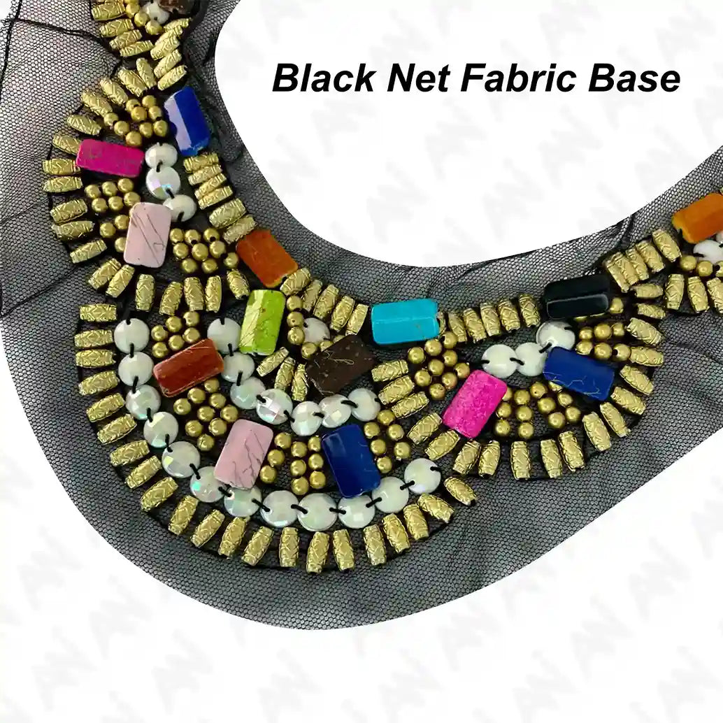 Colorful Beaded U Shaped Scoop Neckline
