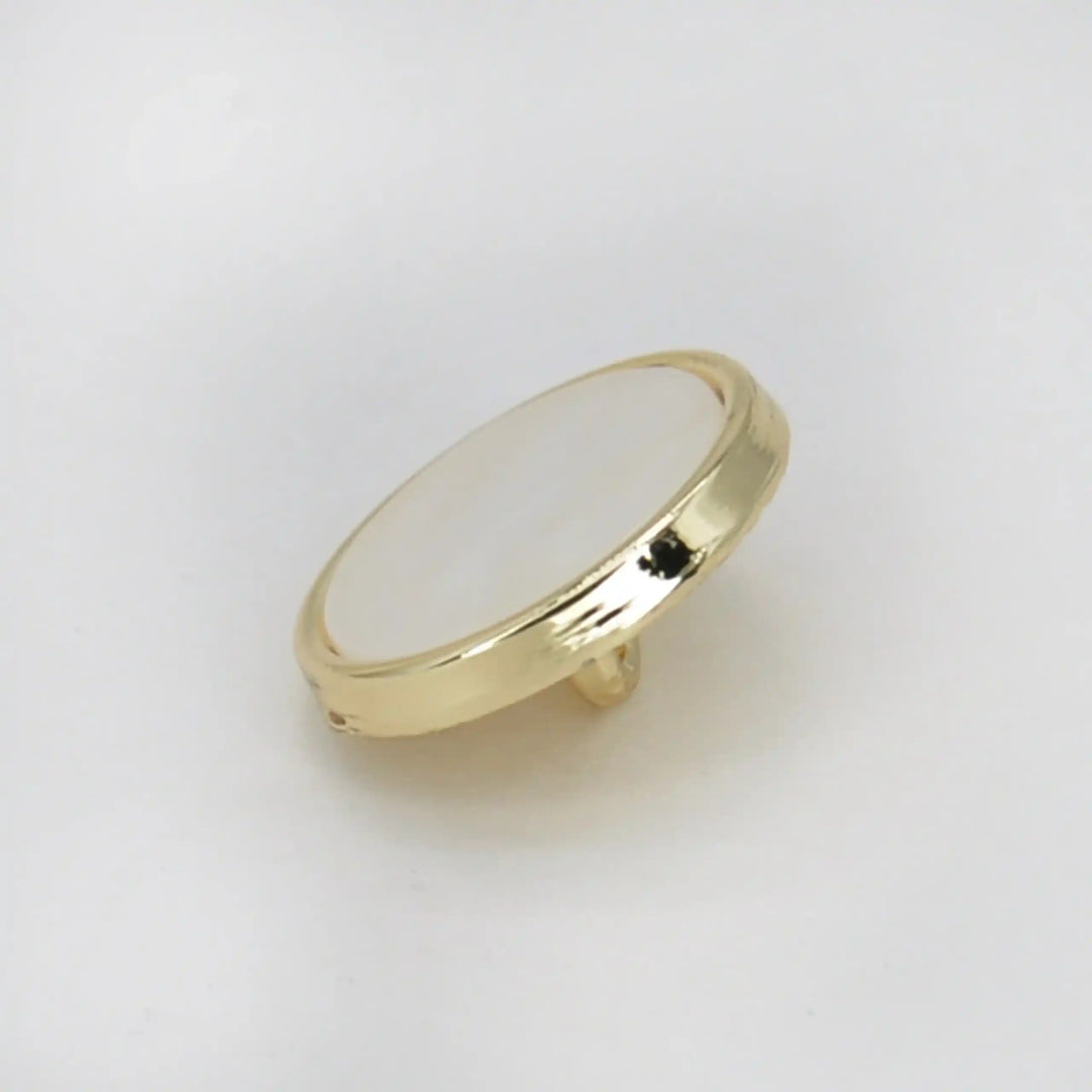 White Shell Finish Round Metal Button | 15mm (24L)