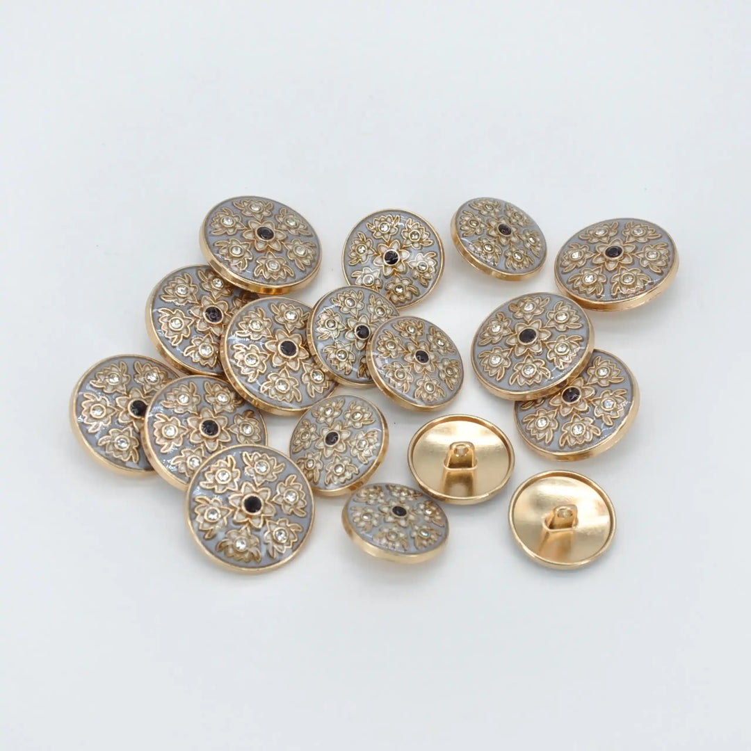 Heritage Floral Pattern Metal Buttons | 22mm(35L) & 18mm(28L)