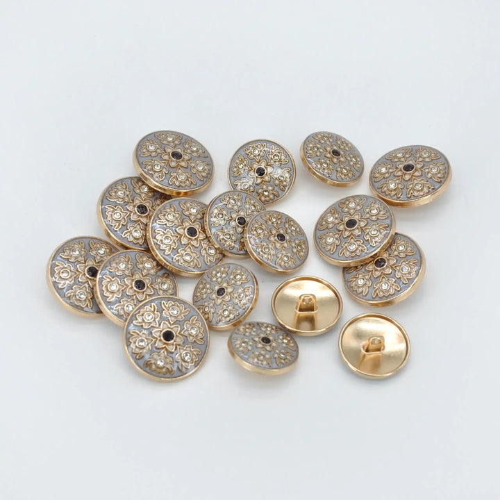Heritage Floral Pattern Metal Buttons | 22mm(35L) & 18mm(28L)