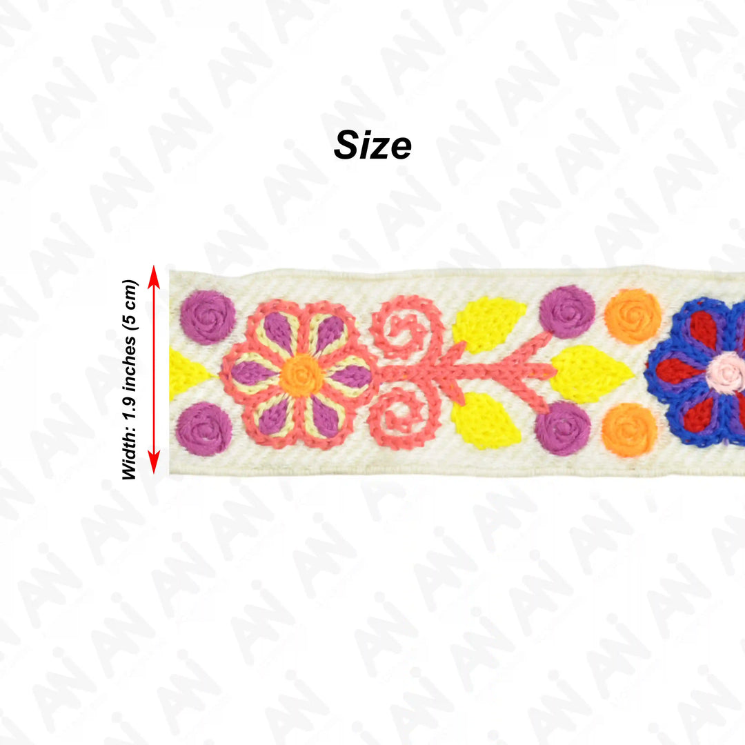 Floral Leafy Style Multicolor Lace | 2 Meter