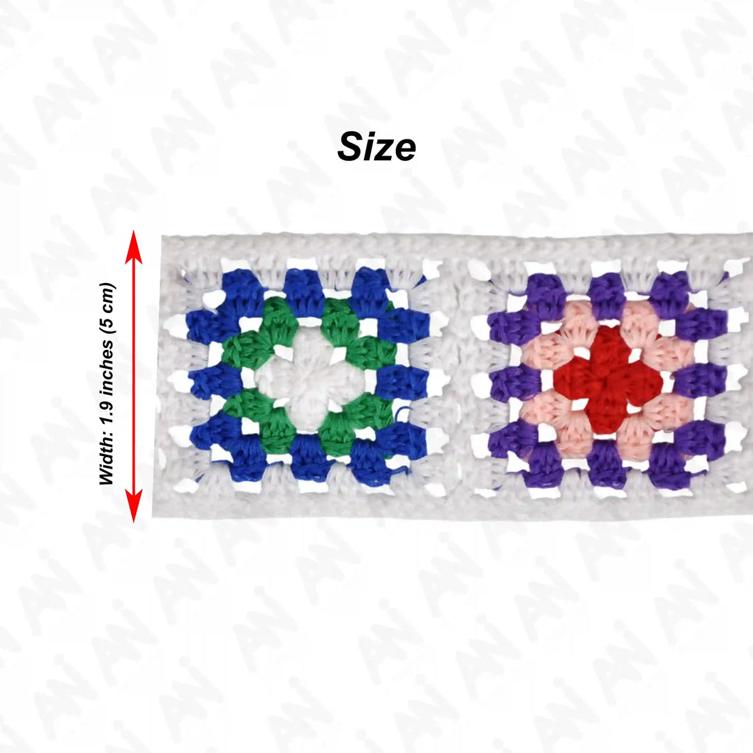 Multicolor Color-block Crochet Lace | 2 Meter